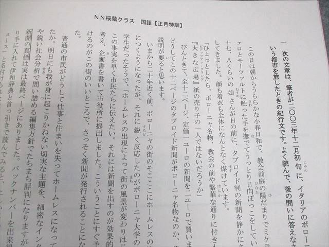 早稲田アカデミー 小6 国語 2021-2022 NN志望校別コース 正月特訓 桜蔭