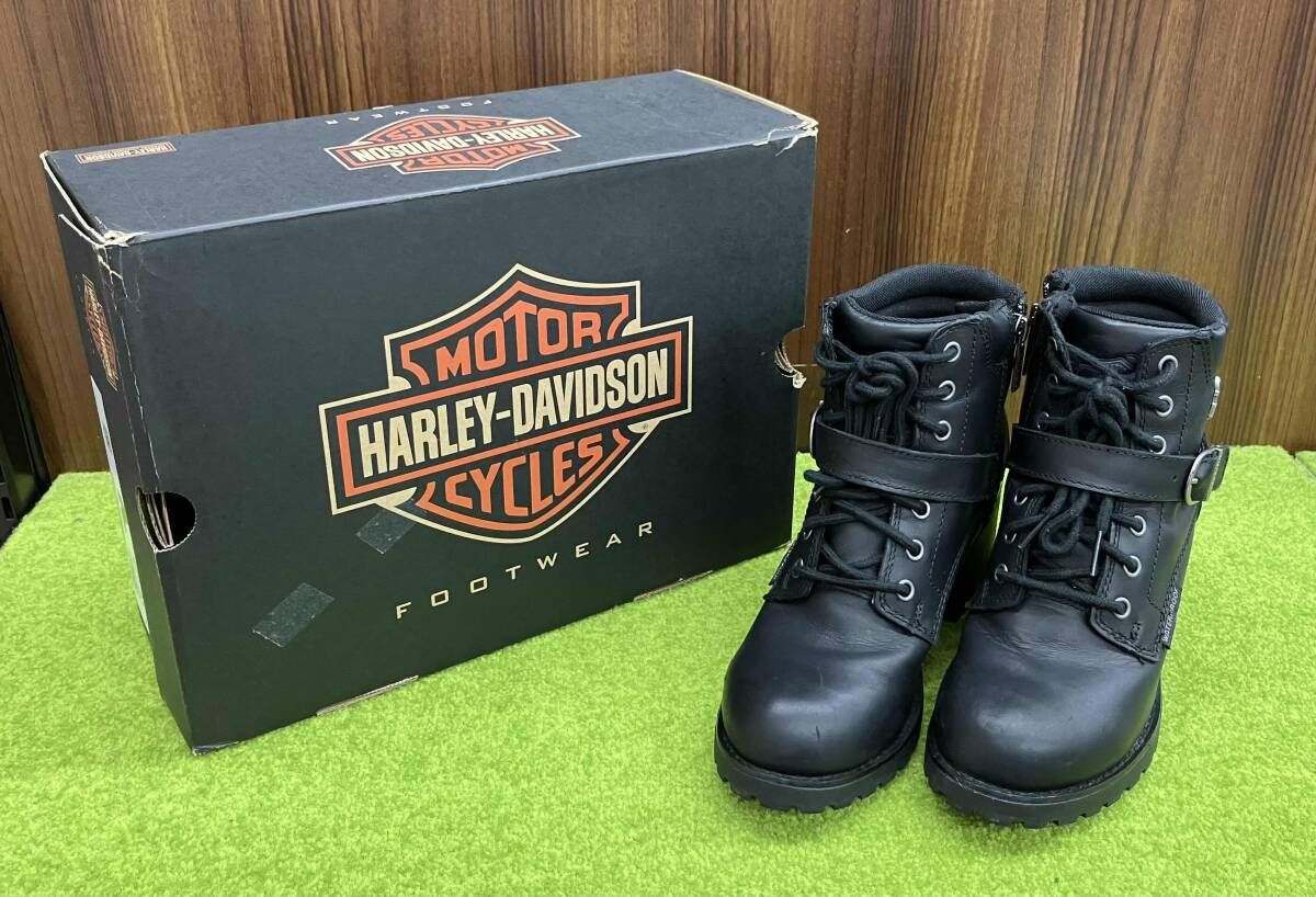 HARLEY-DAVIDSON HOWELL 5 LACE BOOT SHORT BOOT LACE UP BOOTS 24.5cm BLACK WOMEN'S SHOE BOX INCLUDED D84664