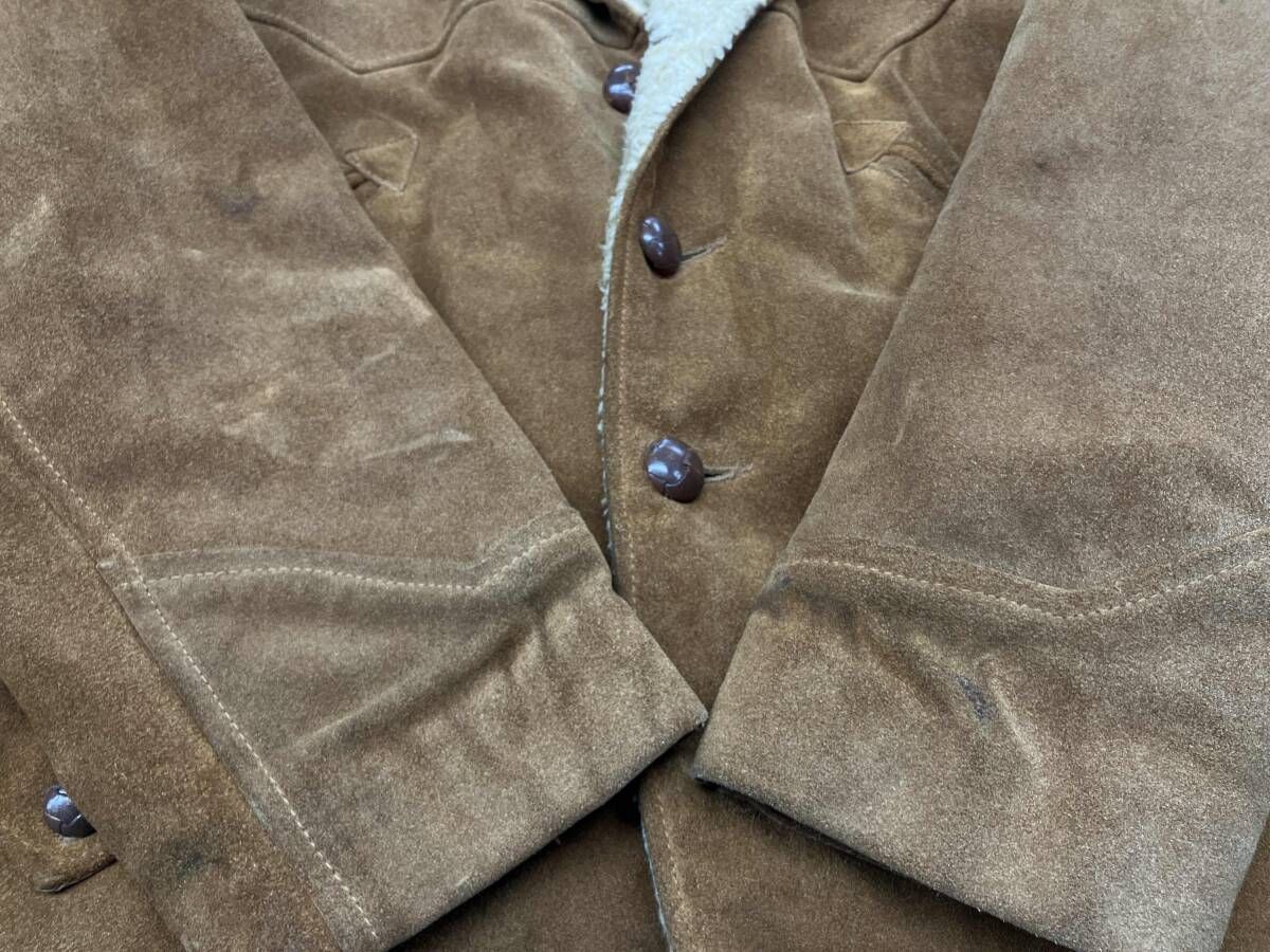 XL相当 ショット テーラードジャケット レザー くるみボタン ライナー付 ボア Schott レザージャケット ショット 裏ボア スウェードジャケット