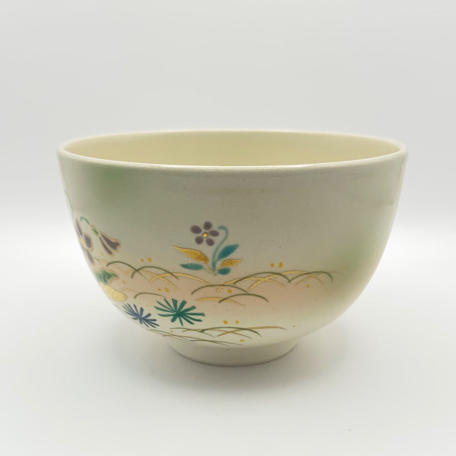 川添寿楽 京焼 仁清七宝文 茶盌 共箱 清水焼 抹茶茶碗 茶道具 川添寿楽