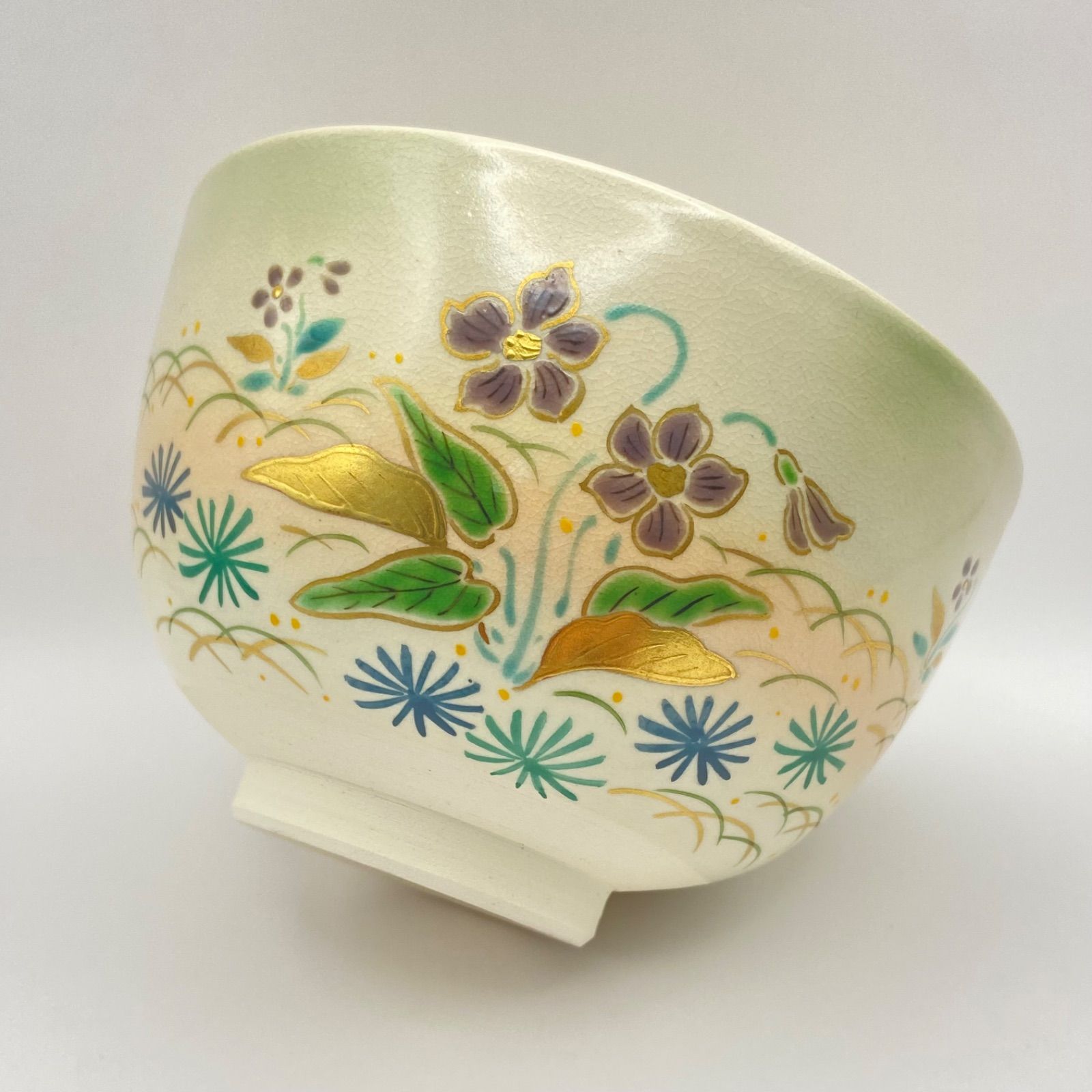 抹茶茶碗 仁清 すみれ 川添寿楽 紙箱入 茶道具 茶盌 茶器 春 - メルカリ