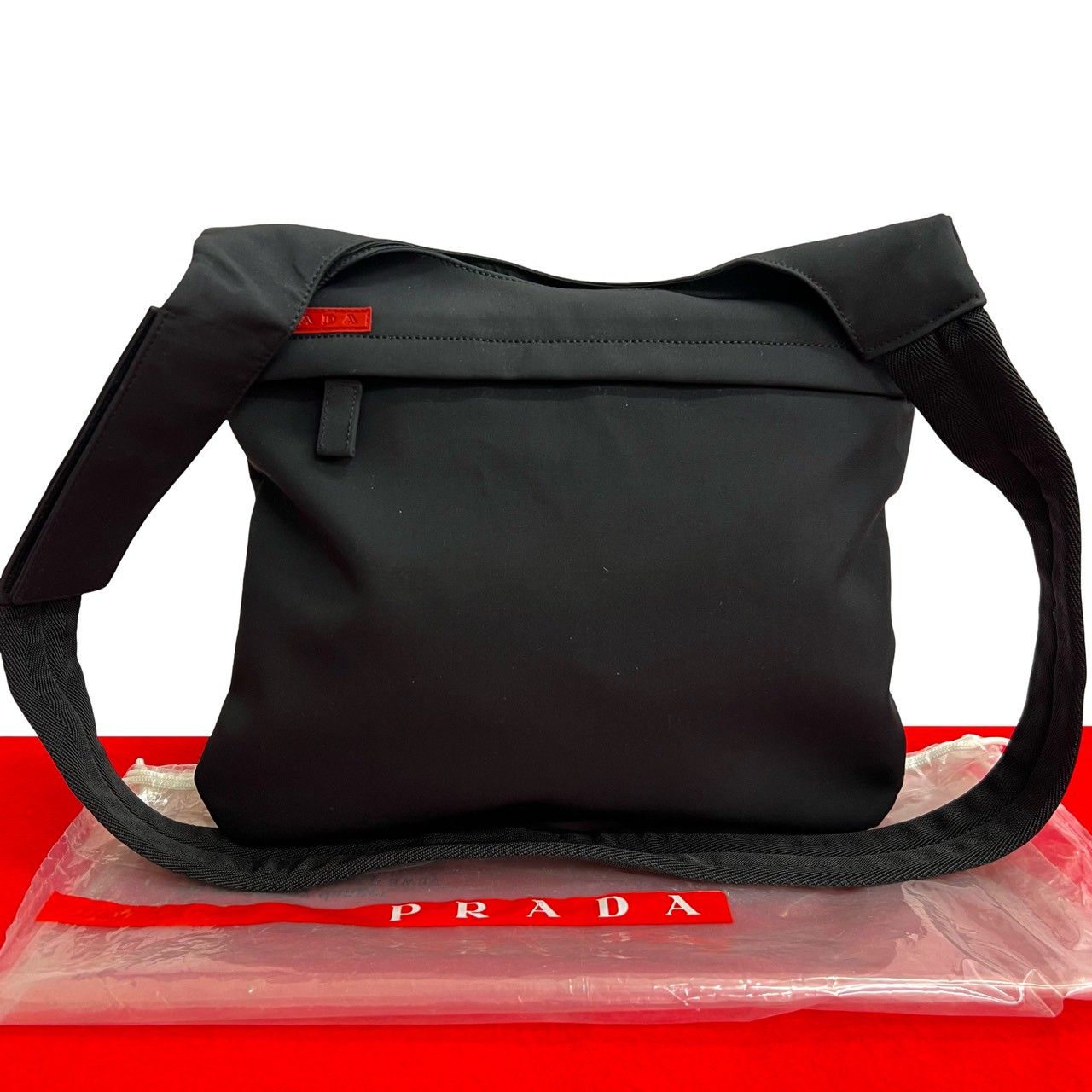 極 美品 袋付き PRADA プラダ プラダスポーツ ロゴ テスート ナイロン