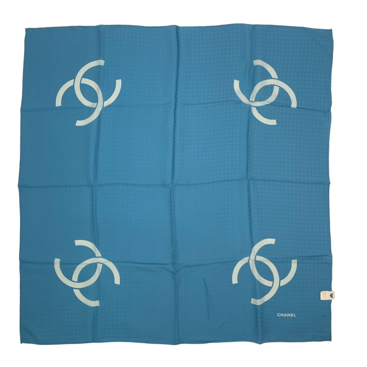 未使用品 CHANEL シャネル スカーフ シルク ココマーク ロゴ ブルー