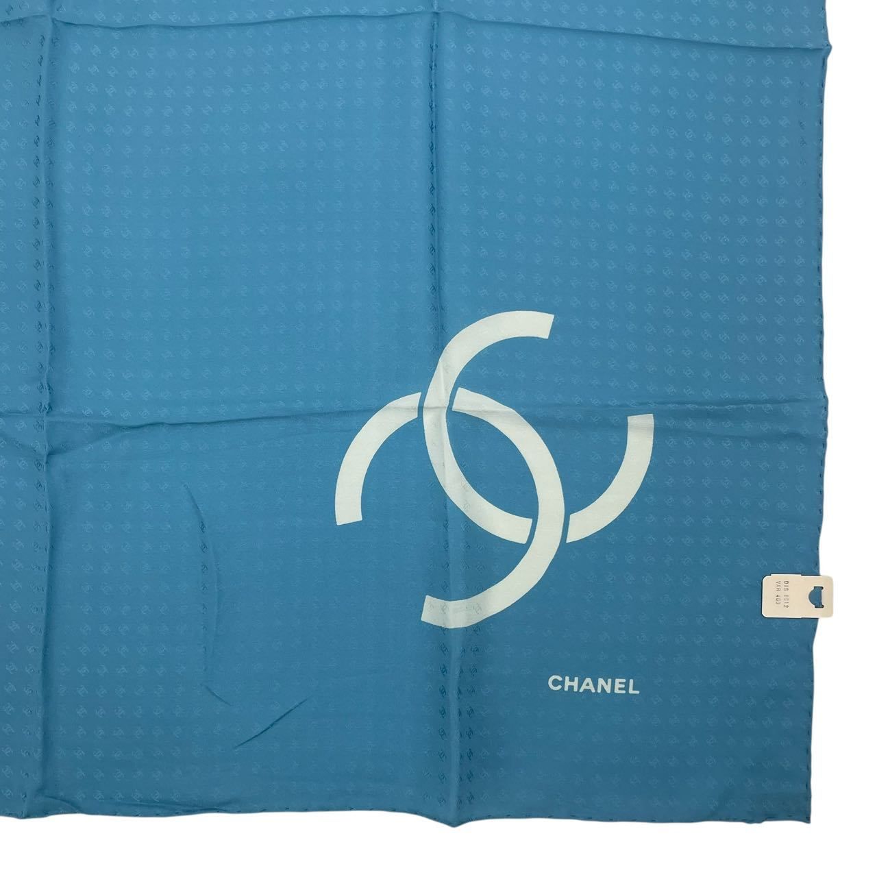 未使用品 CHANEL シャネル スカーフ シルク ココマーク ロゴ ブルー