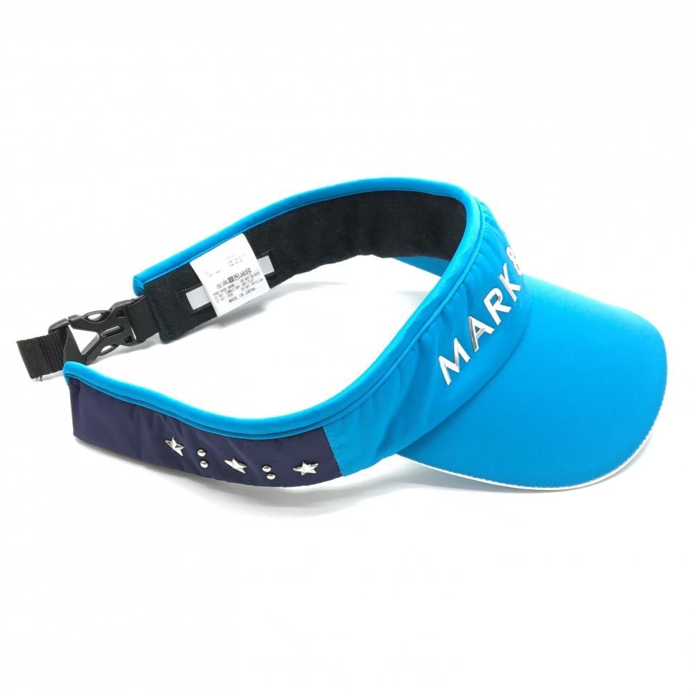 超美品】マークアンドロナ サンバイザー ブルー ロゴシルバー 内側