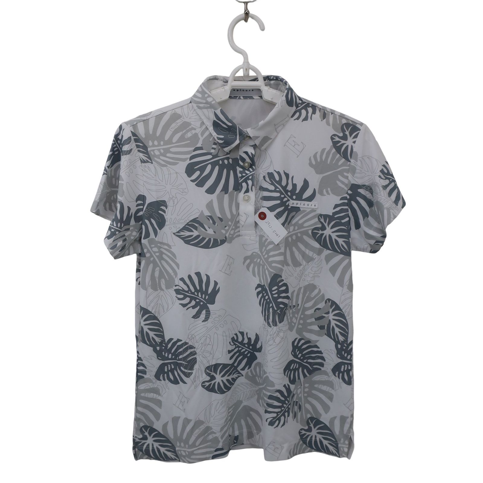 【美品】epicure(エピキュール) ポロシャツ 白グレー総柄 レディース M ゴルフウェア 2512-0243 