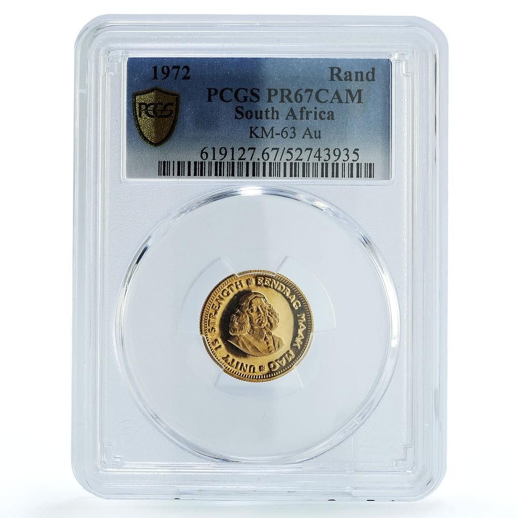 南アフリカ 1ランド リーベック スプリングボク KM-63 PR 67 PCGS 地金