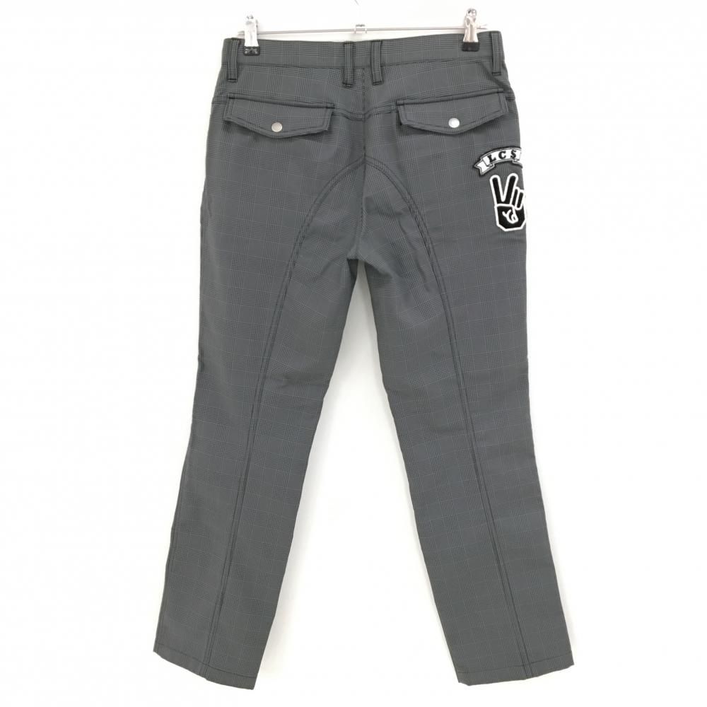 美品】ルコックゴルフ パンツ グレー×黒 グレンチェック 後ワッペン