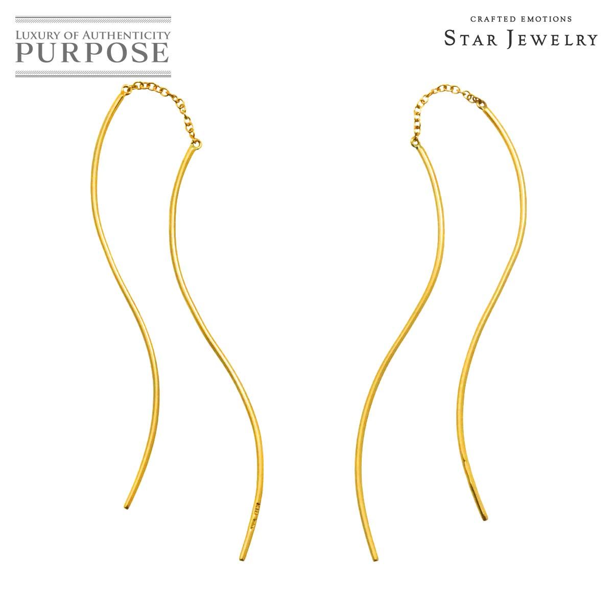 スタージュエリー Star Jewelry フック チェーン ピアス K18 YG 