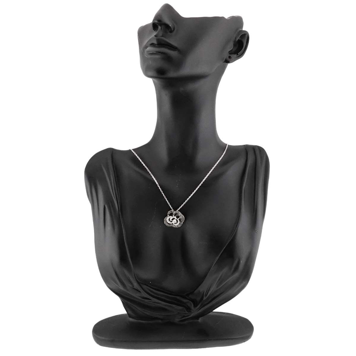 シャネル CHANEL カメリア ダイヤ ネックレス 40cm K18 WG ホワイト