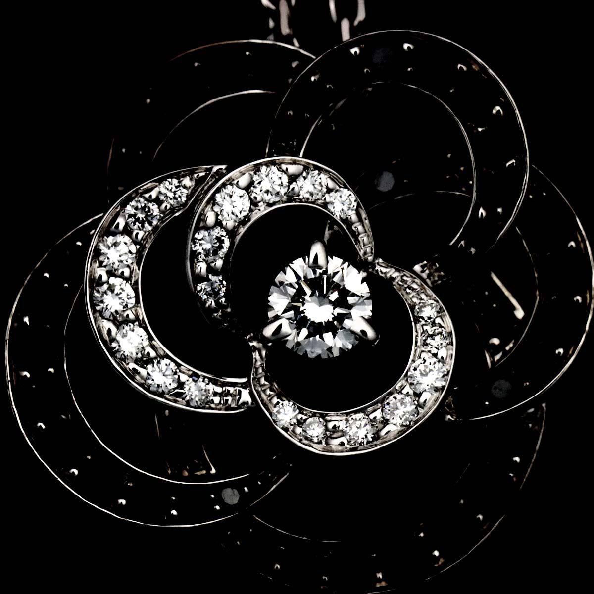 シャネル CHANEL カメリア ダイヤ ネックレス 40cm K18 WG ホワイト