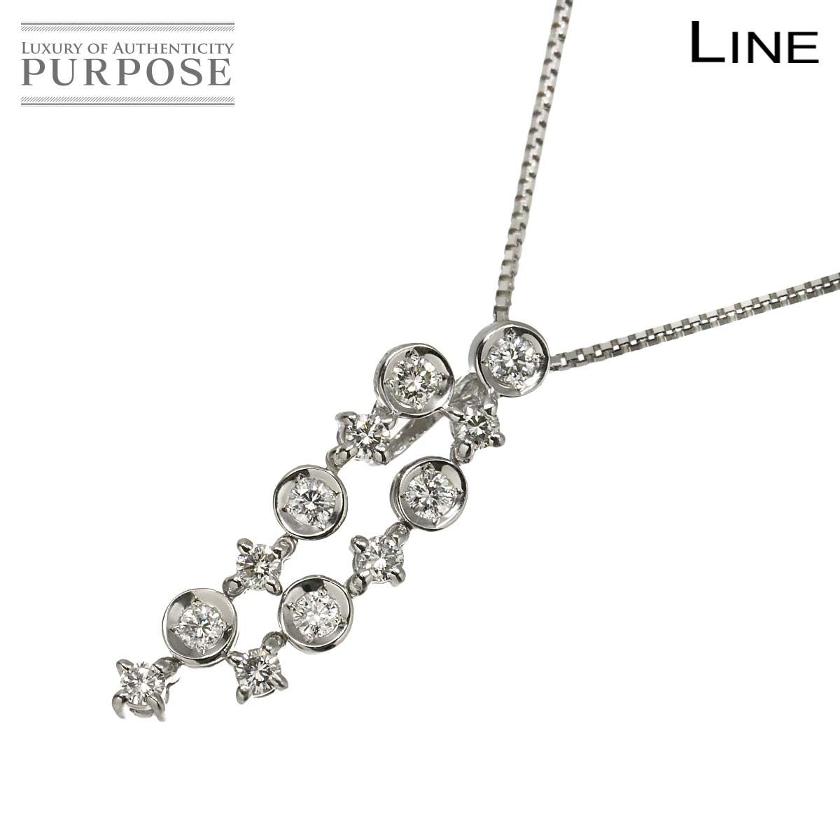 デビアス DE BEERS ライン LINE ダイヤ 0.50ct ネックレス 50cm K18 WG 