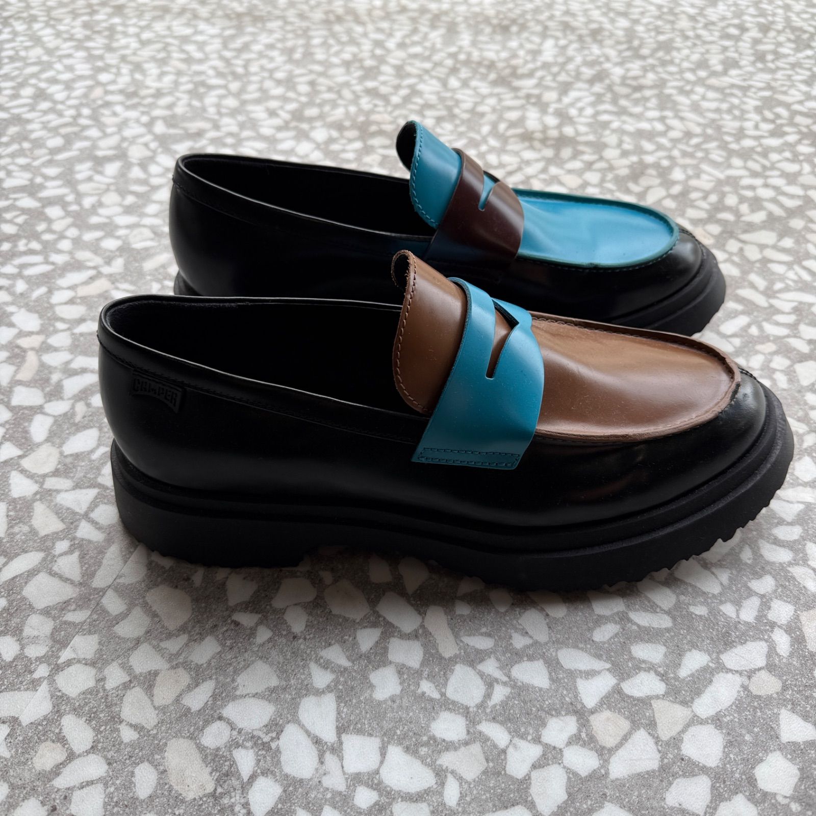 Camper Twins ローファー サイズ42 厚底 革靴 カラーブロック ユニ