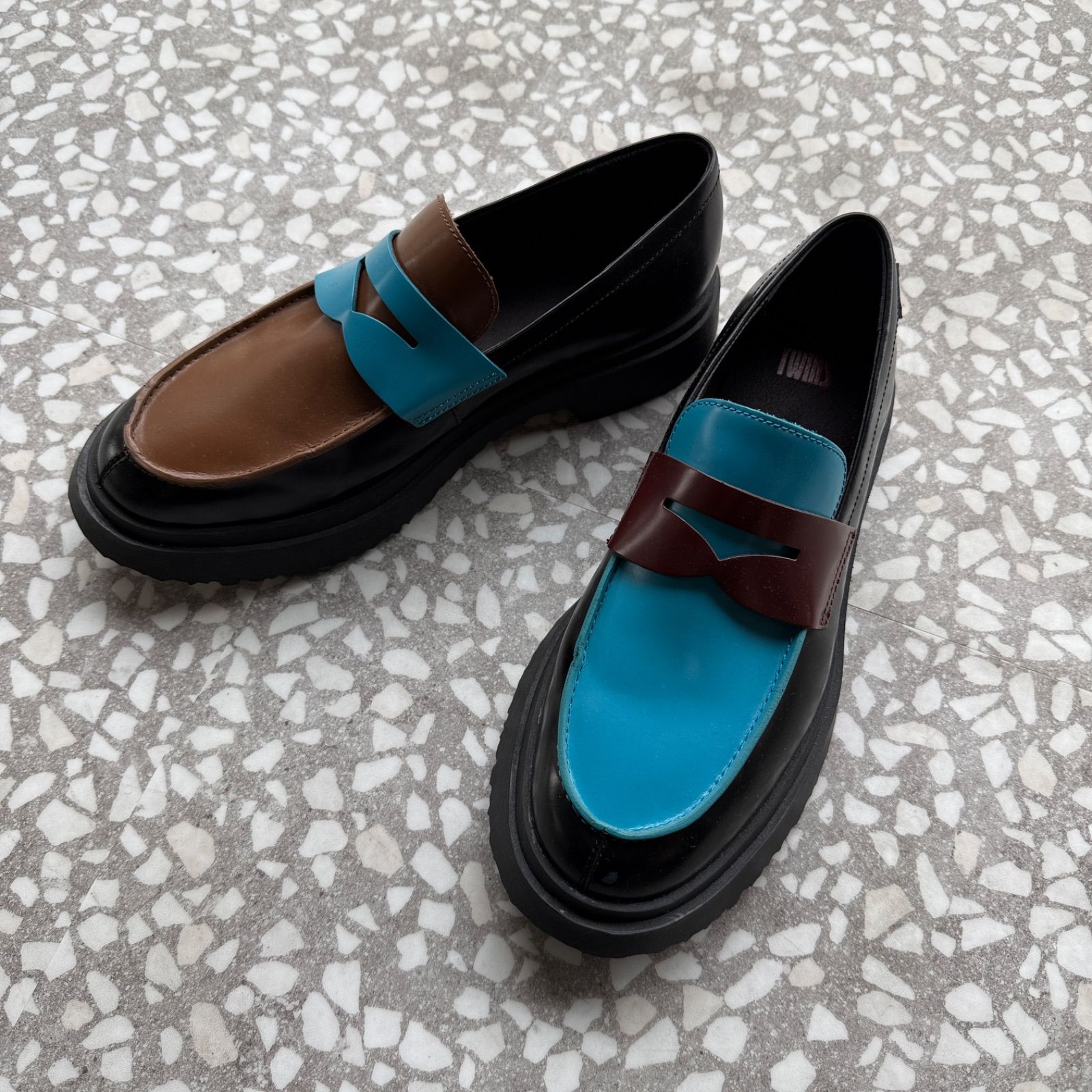 Camper Twins ローファー サイズ42 厚底 革靴 カラーブロック ユニ