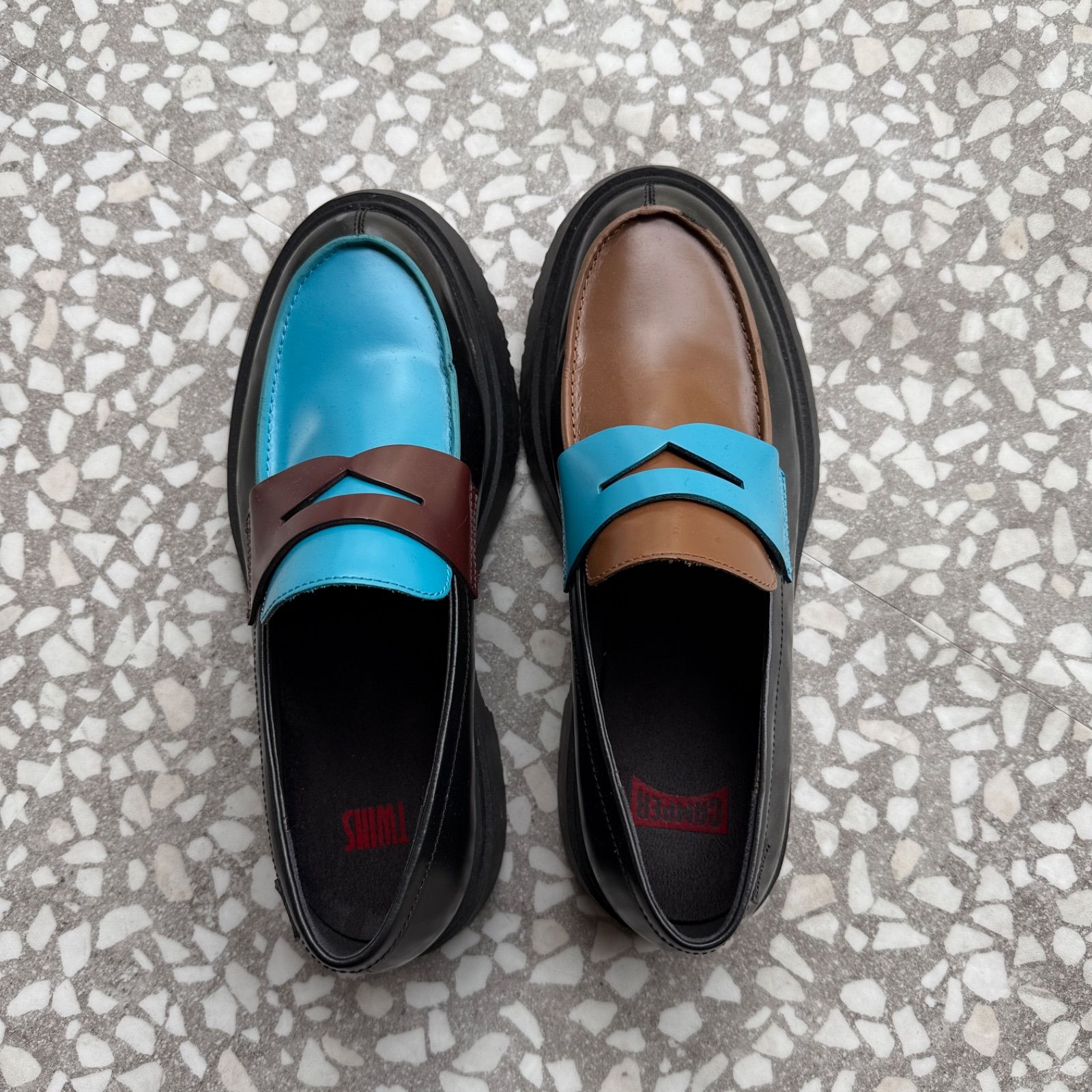 Camper Twins ローファー サイズ42 Camper Twins ローファー サイズ42 厚底 革靴 カラーブロック ユニ