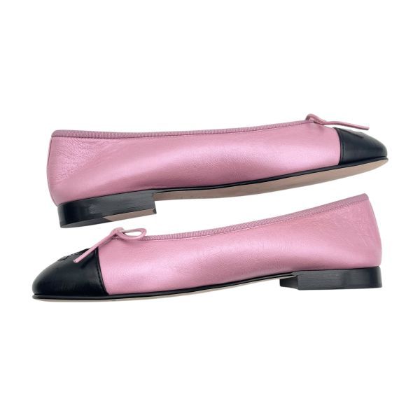 ○ 未使用 シャネル CHANEL パンプス バイカラー バレエシューズ CC