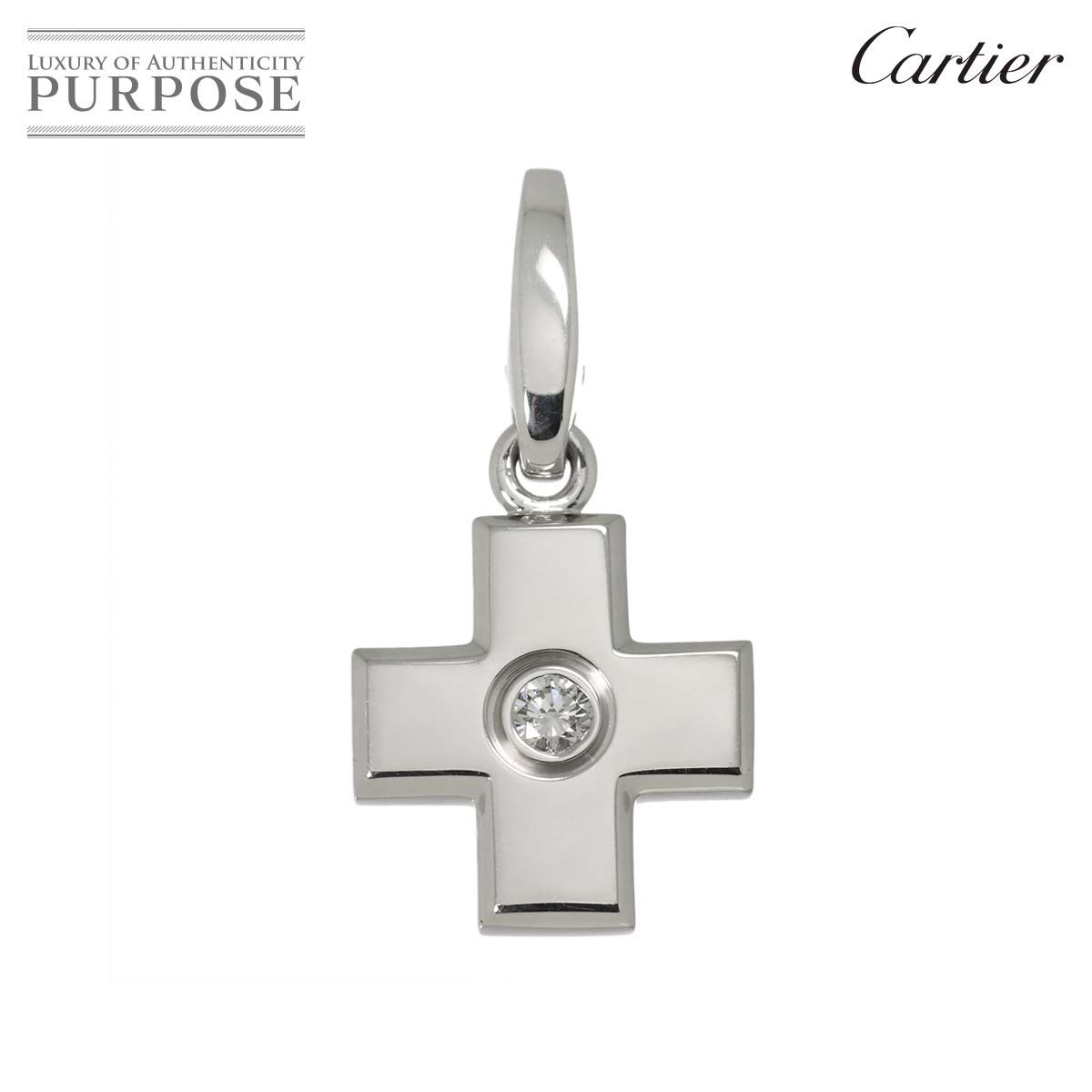 カルティエ Cartier クロス ダイヤ チャーム K18 WG ホワイトゴールド