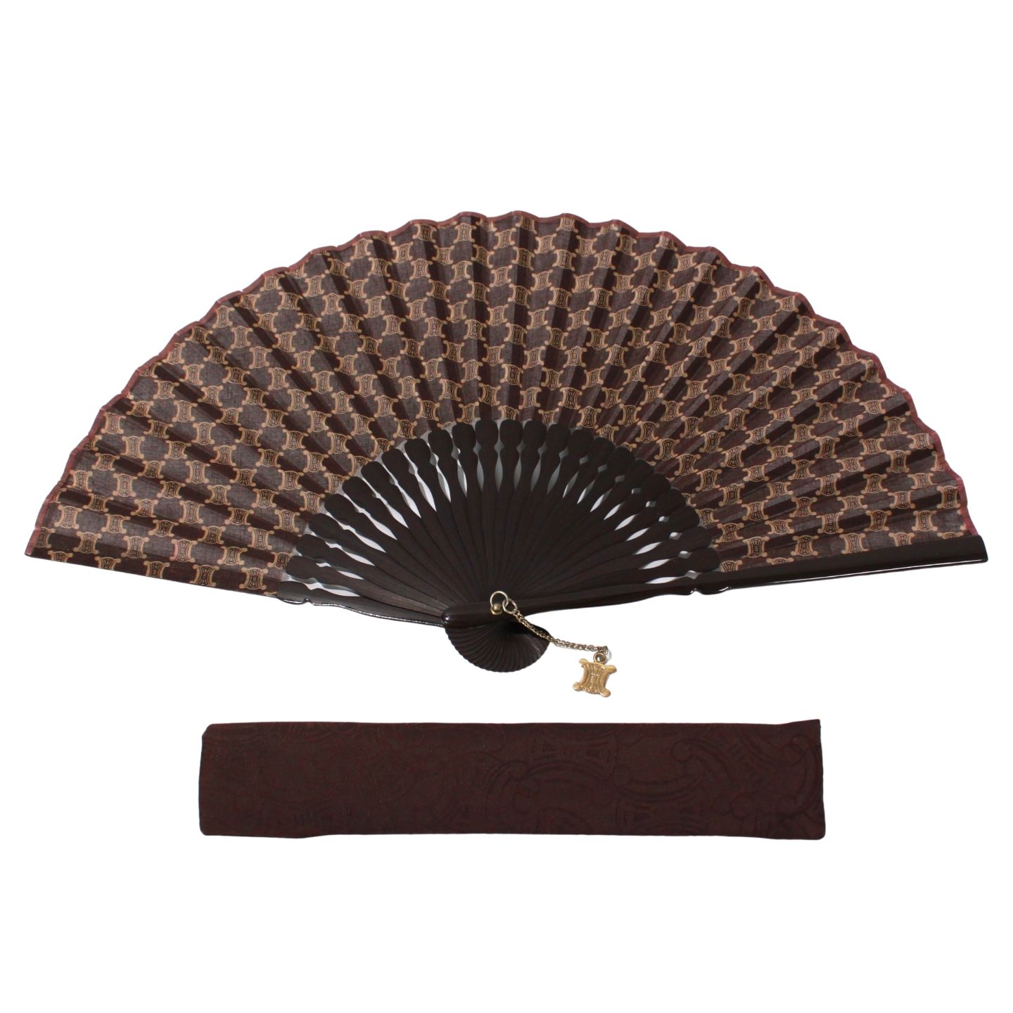 CELINE セリーヌ ブラウン 扇子 CELINE セリーヌ 扇子 トリオンフ 和小物 バンブー ブラウン【中古