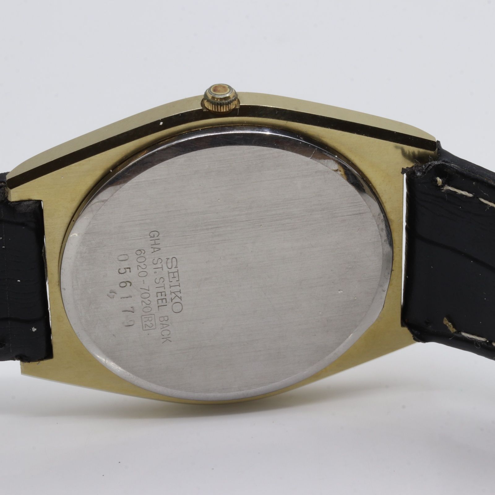 ITAQR5V17WJK SEIKO セイコー 6020-7020 SS/GP 社外革ベルト QZ