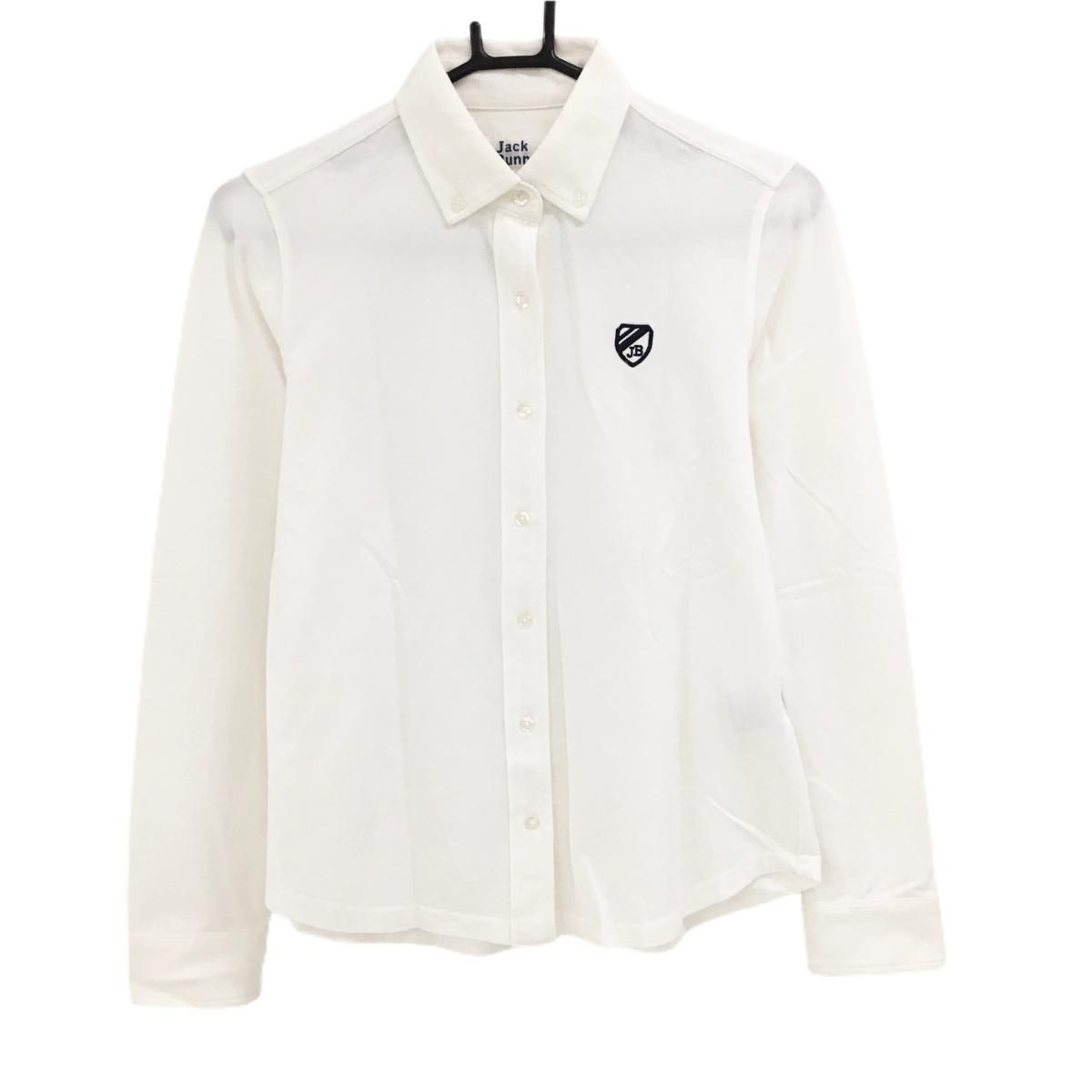 ジャックバニー 長袖シャツ 白 ロゴワッペン ボタンダウン レディース