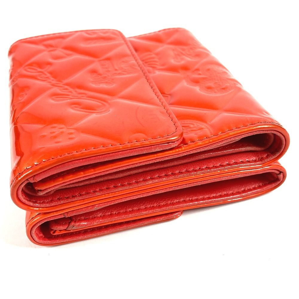 CHANEL シャネル 3つ折り財布 アイコン パテントレザー レッド系