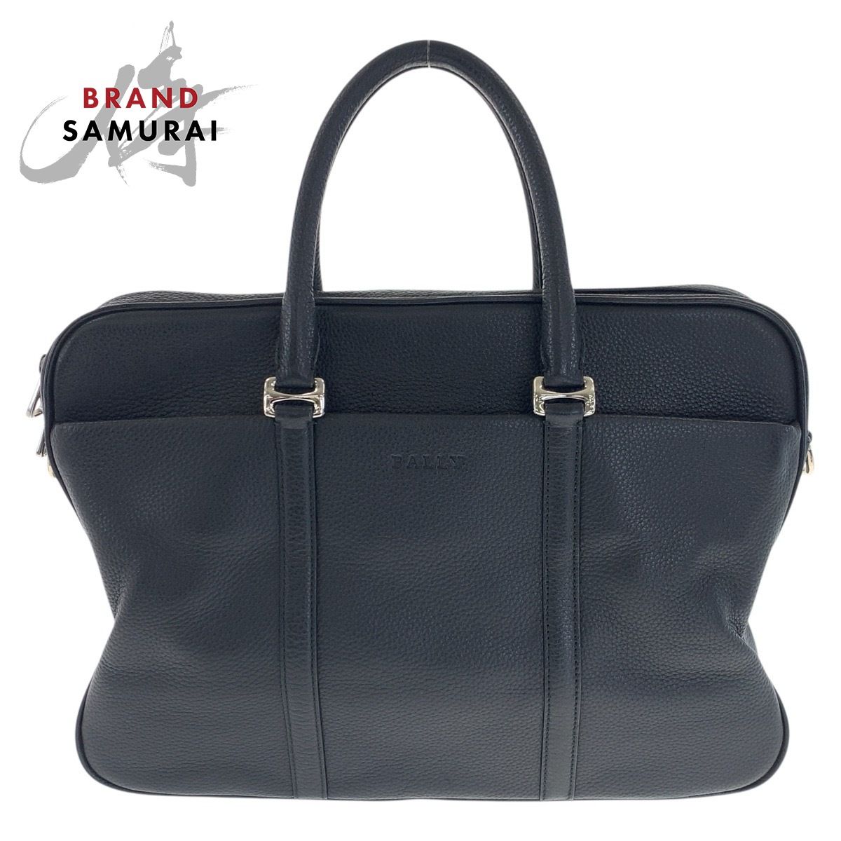 美品 BALLY バリー ブラック 黒 シルバー金具 レザー ビジネスバッグ