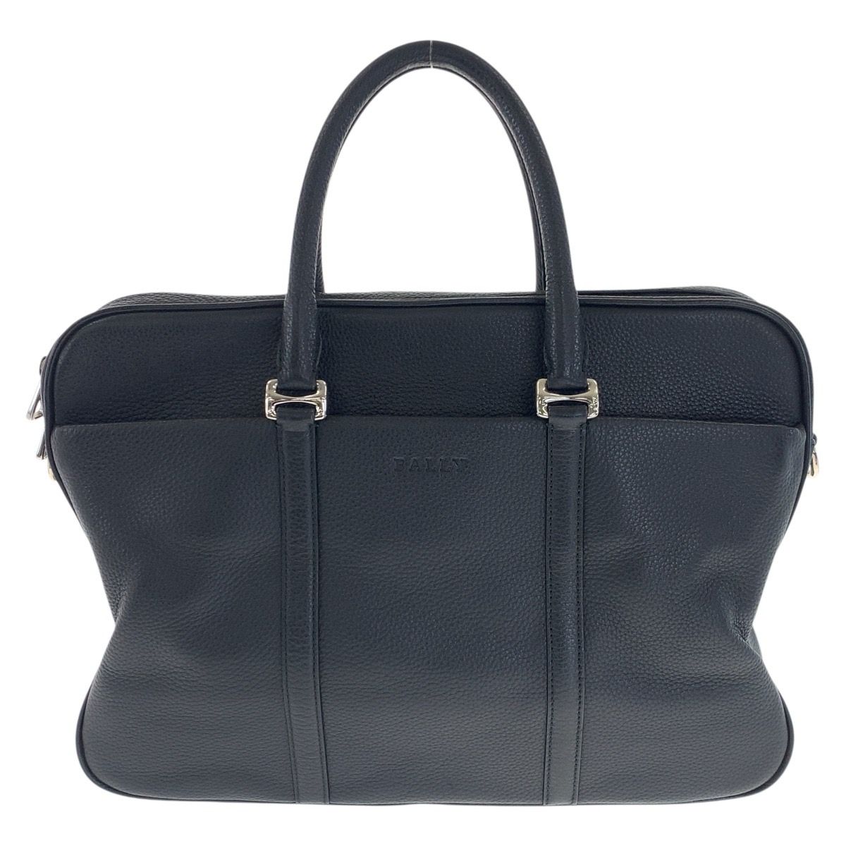 美品 BALLY バリー ブラック 黒 シルバー金具 レザー ビジネスバッグ