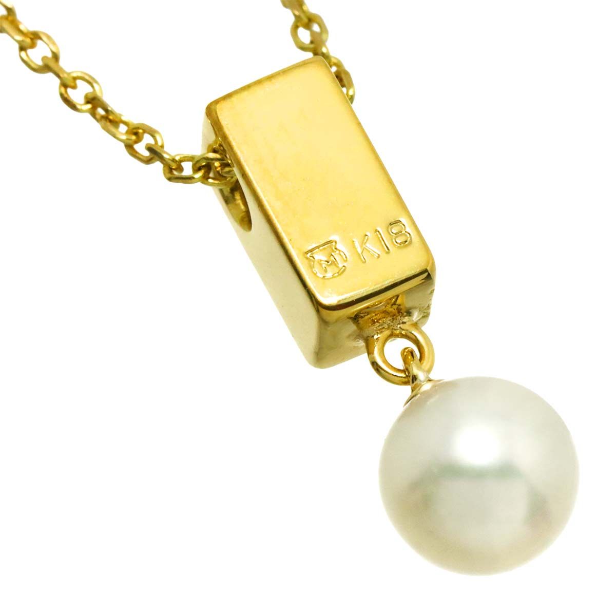 ミキモト MIKIMOTO アコヤ真珠 5.9mm エナメル ネックレス 38cm K18 YG