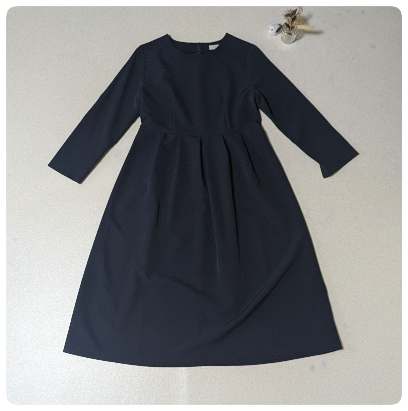 洗える】オペークドットクリップ タックフレアワンピース 長袖