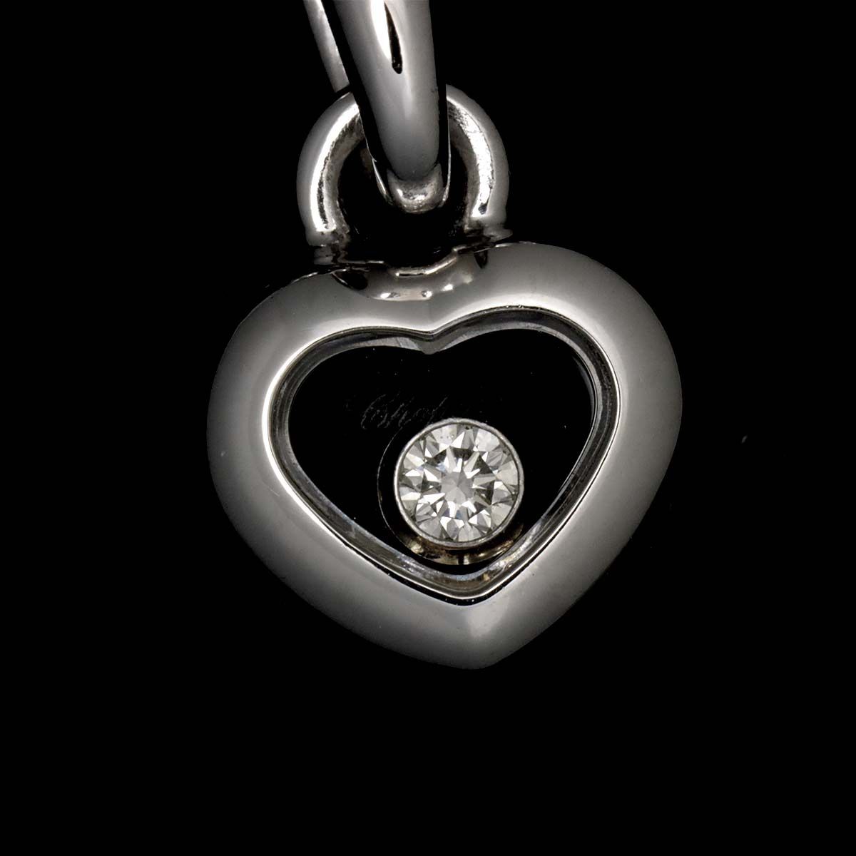 ショパール Chopard ハッピーダイヤ ハート ネックレス 42cm K18 WG 