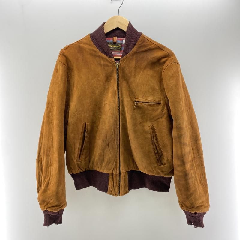中古】WINDWARD 30～50s 黒タグ スウェードブルゾン ブラウン サイズM