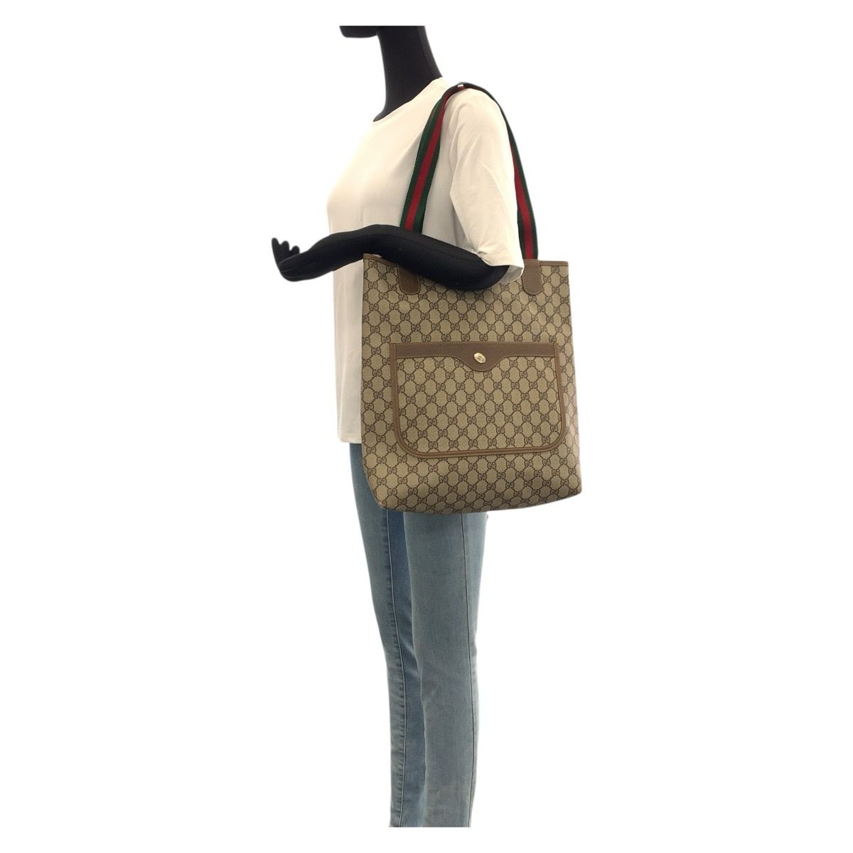 美品 GUCCI グッチ オールドグッチ シェリーライン ブラウン ベージュ