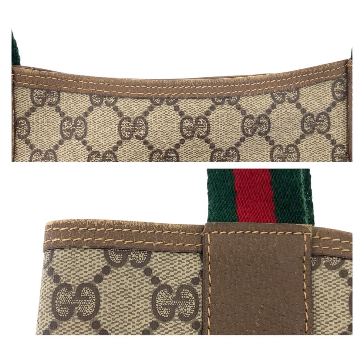 美品 GUCCI グッチ オールドグッチ シェリーライン ブラウン ベージュ