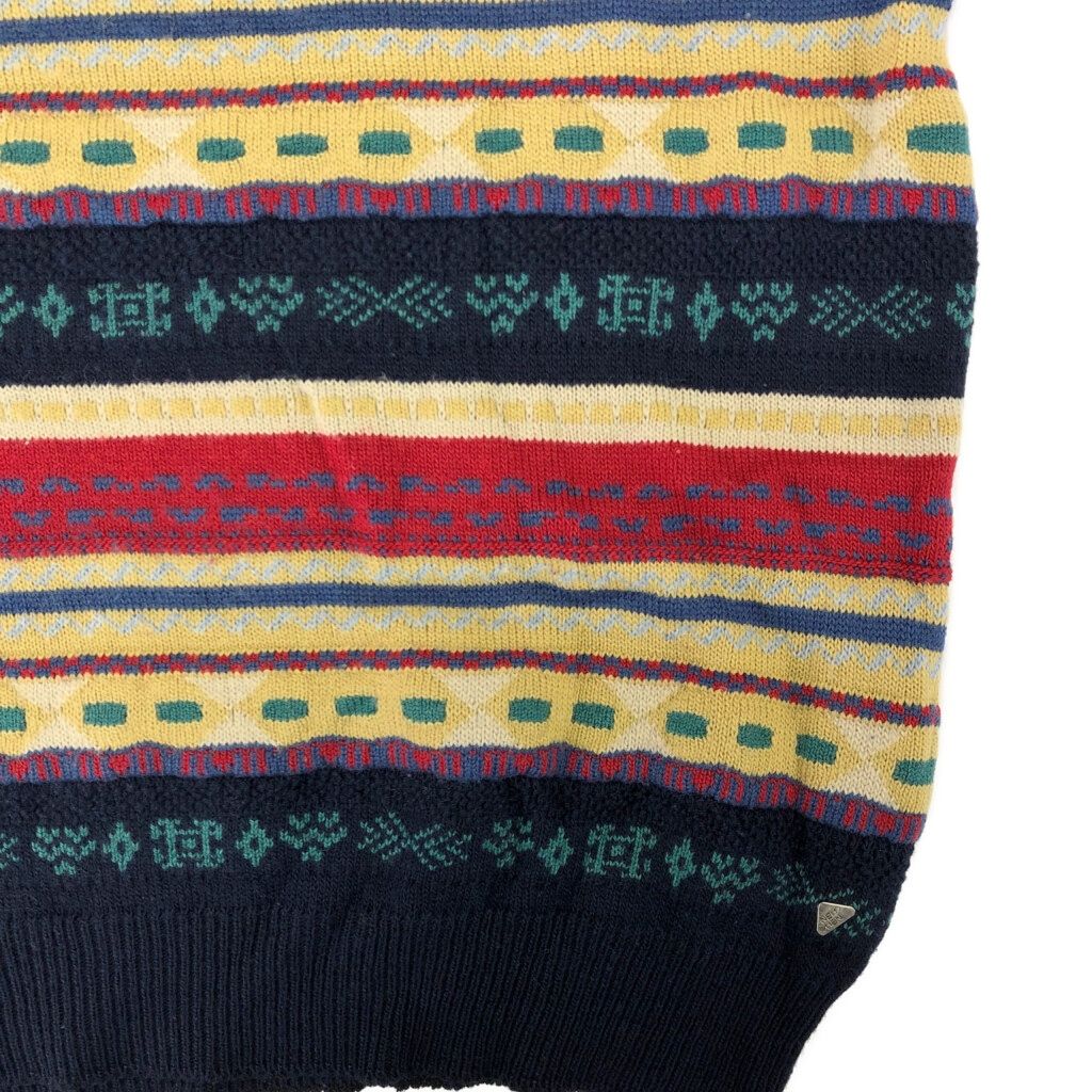 90年代 フランス製 NEW MAN 3Dニット ウールセーター ボーダー マルチ