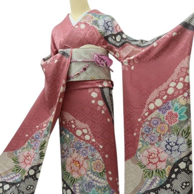 六花-RIKKA- 正絹 金駒刺繡 絞り 牡丹 桜 菊 桔梗 トールサイズ❀本格