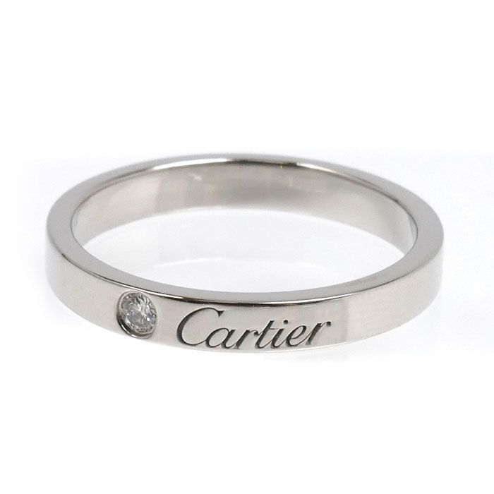 CARTIER カルティエ Pt950プラチナ エングレーブド 1P ダイヤ リング