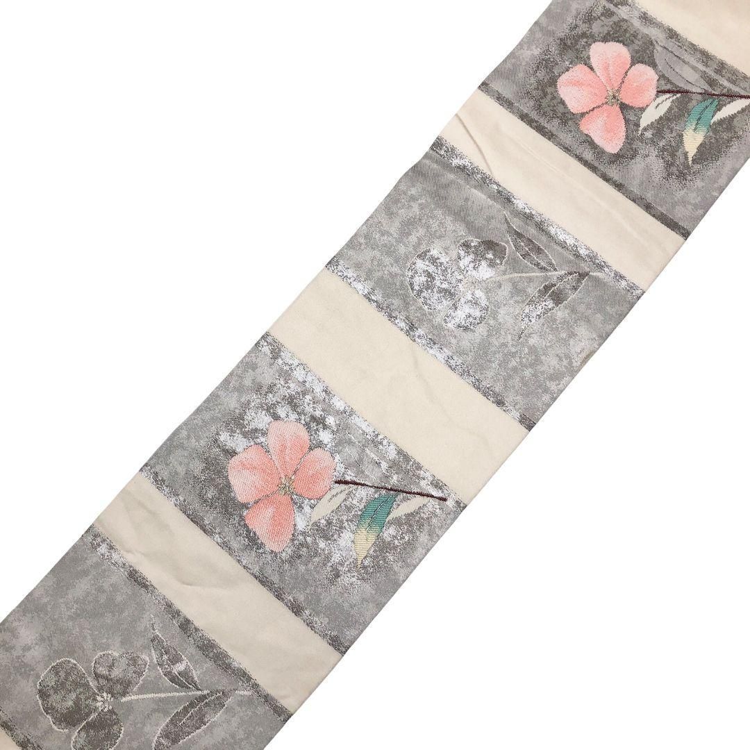 名古屋帯 花模様 生成り色 金銀糸 O-5907 名古屋帯 花模様 生成り色 金銀糸 O-5907 - メルカリ