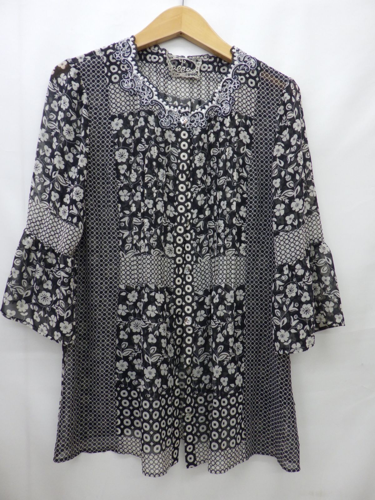 インポートロッサ Rosso ブラウス 薄地 ブラック ベージュ 七分袖