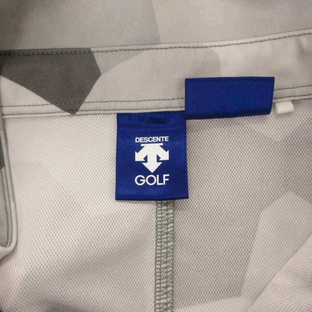 専用⭐️DESCENTE ゴルフポロシャツ デサント　新品未使用 デサント DESCENTE GOLF 美品 ポロシャツ O グレー 幾何学模様 ポロ襟