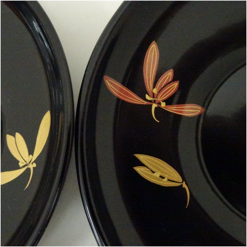 輪島塗 蘭蒔絵茶托5客（箱付） 茶たく 茶道具 煎茶 煎茶道具 おしゃれ