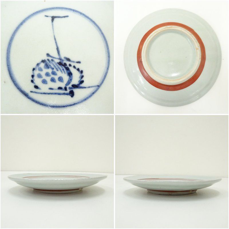 瀧田項一造 赤絵鷺文中皿5客（共箱） 食器 おしゃれ かわいい