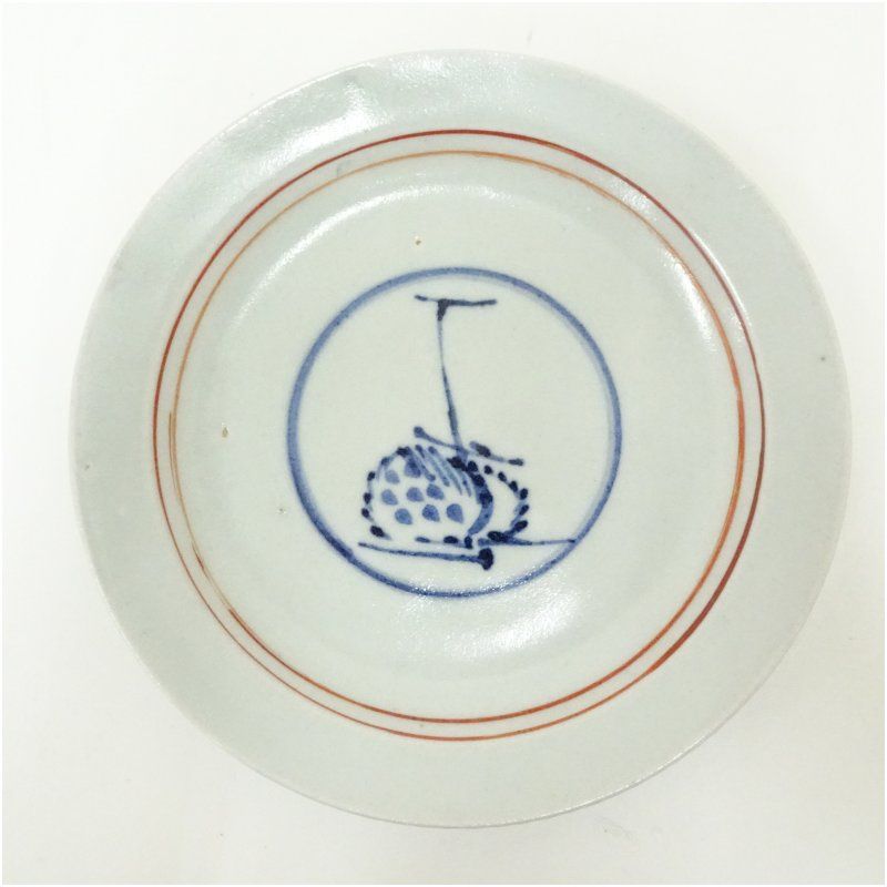 瀧田項一　陶板額絵　赤絵　鷺紋 瀧田項一造 赤絵鷺文中皿5客（共箱） 食器 おしゃれ かわいい