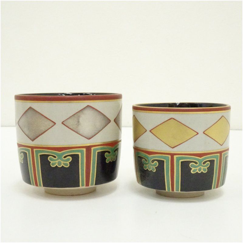 MOA美術館監修 仁清写色絵金銀菱重茶碗（共箱） 茶道 抹茶 おしゃれ