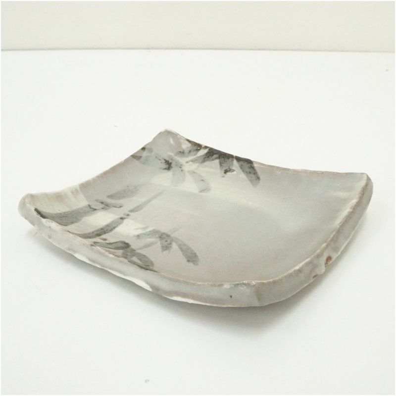 虎渓山 水月窯造 竹の絵角皿5客（共箱） 和食器 おしゃれ かわいい 魚