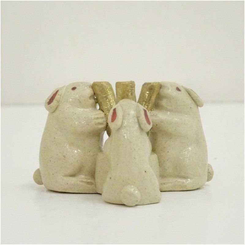 丹波焼 杉原祥公造 兎蓋置（共箱） 蓋置き 茶道 道具 茶道具 おしゃれ