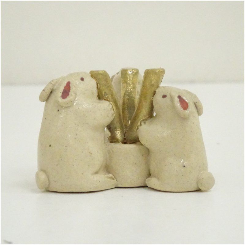 丹波焼 杉原祥公造 兎蓋置（共箱） 蓋置き 茶道 道具 茶道具 おしゃれ