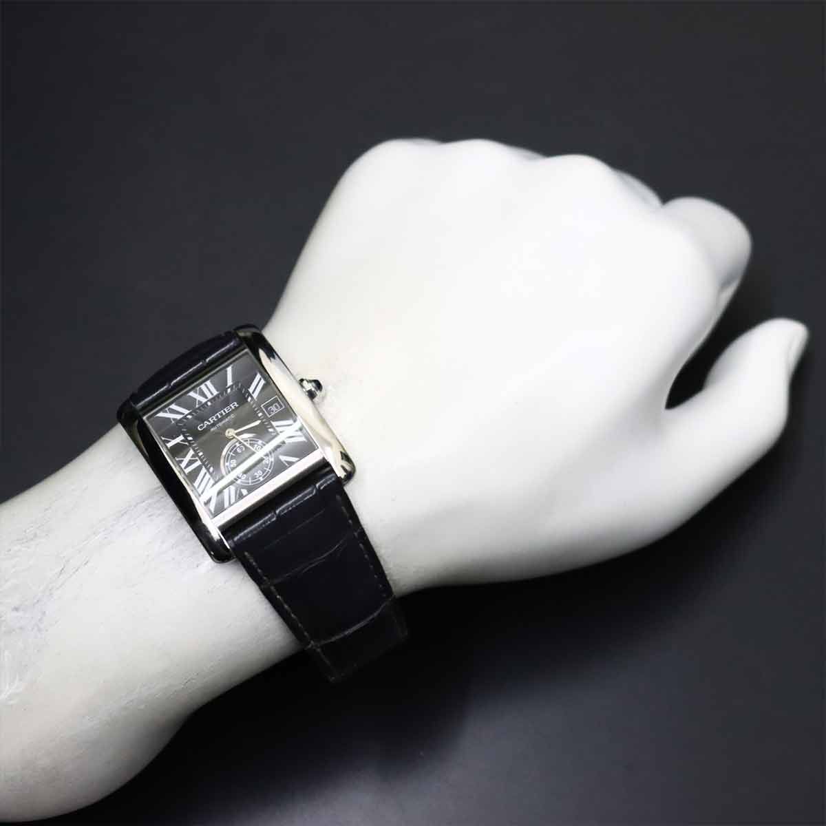 カルティエ Cartier タンクMC W5330004 メンズ 腕時計 デイト ブラック 