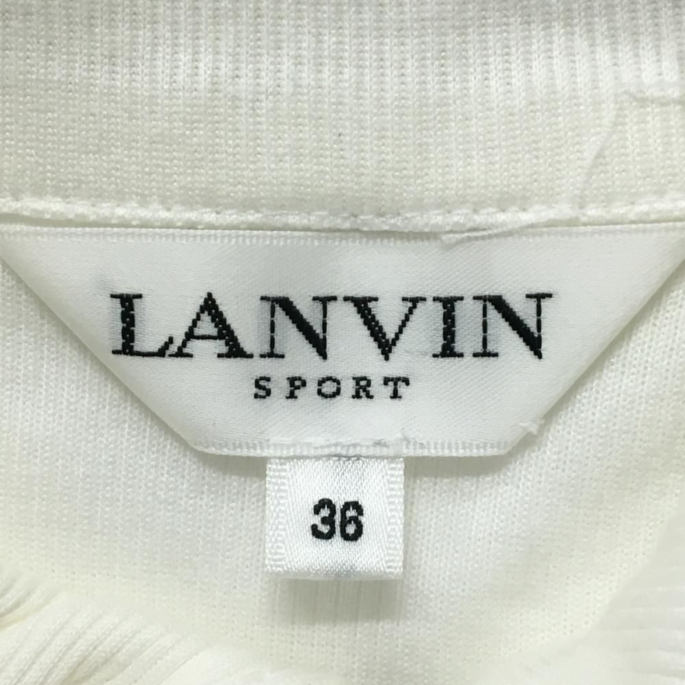 ランバンスポール 長袖ポロシャツ 白×ブラウン ハーフジップ 袖ライン