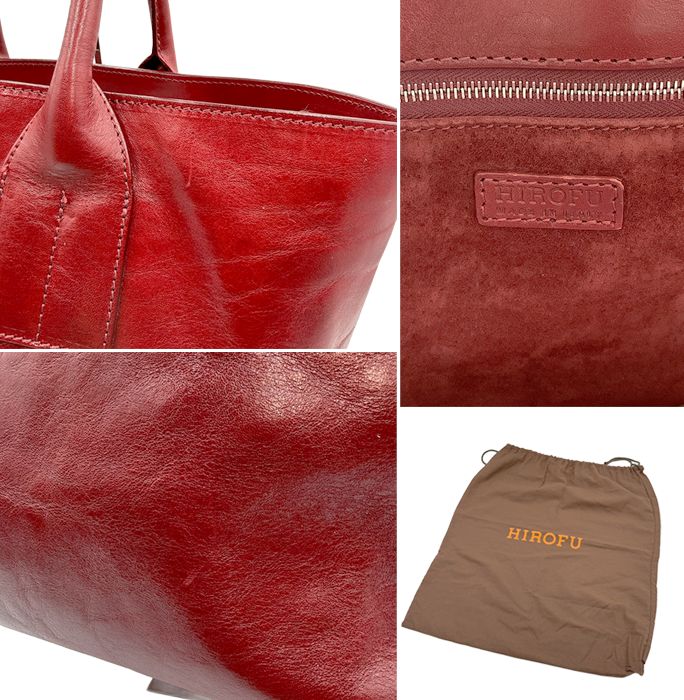 HIROFU ヒロフ レザー トートバッグ 赤 レッド 本革 シンプル - メルカリ