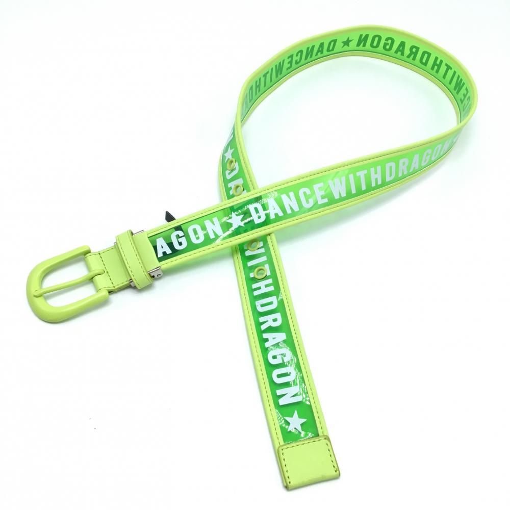 超美品】ダンスウィズドラゴン クリアベルト ライトグリーン×白 ロゴ